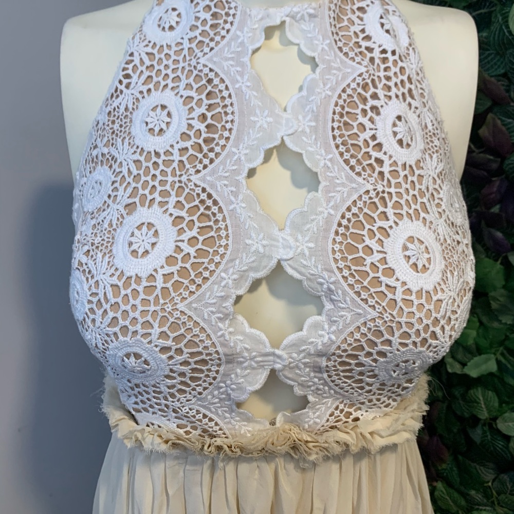 Free People Kristin Holiday Collection Dress Backless Corset Halter Maxi Size 12